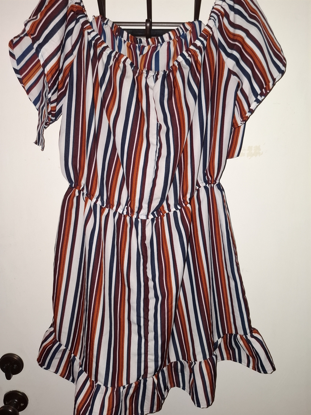 Stylehouse Women’s Multicolor Striped Off Shoulder Romper Elastic Waist XL